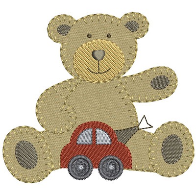 Matriz de matriz Matriz De Bordado Urso Aplicado Com Carrinho